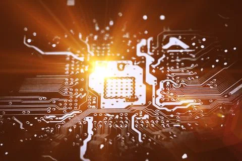 Close up of Electronic Circuits in Technology on  Mainboard Stock-Fotos