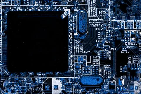 Close up of Electronic Circuits in Technology on  Mainboard 스톡 사진
