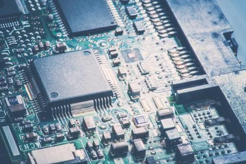 Close up of Electronic Circuits in Technology on  Mainboard Stock Photos