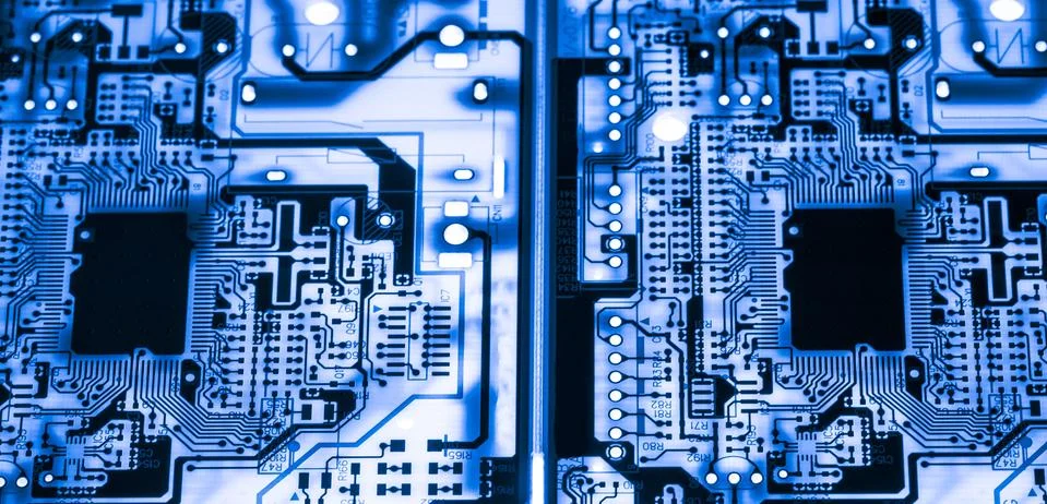 Close up of Electronic Circuits in Technology on  Mainboard Stock Photos