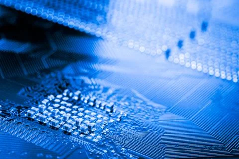 Close up of Electronic Circuits in Technology on  Mainboard Stock Photos