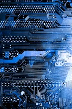 Close up of Electronic Circuits in Technology on  Mainboard 스톡 사진