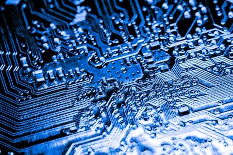 Close up of Electronic Circuits in Technology on  Mainboard 스톡 사진
