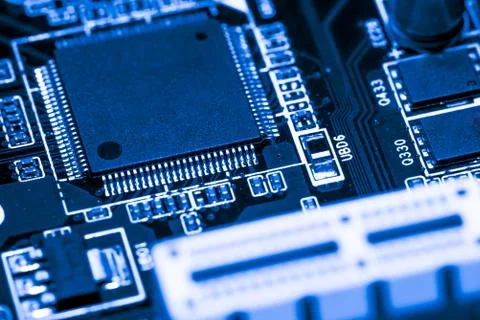 Close up of Electronic Circuits in Technology on  Mainboard Stock-Fotos