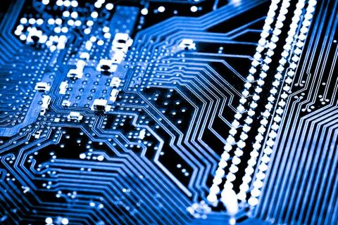 Close up of Electronic Circuits in Technology on  Mainboard Stock Photos