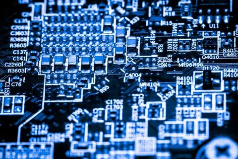 Close up of Electronic Circuits in Technology on  Mainboard Stock Photos