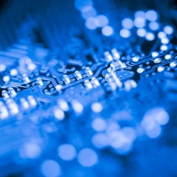 Close up of Electronic Circuits in Technology on  Mainboard Stockfoto's