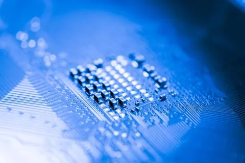 Close up of Electronic Circuits in Technology on  Mainboard 스톡 사진