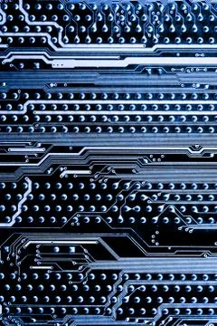 Close up of Electronic Circuits in Technology on  Mainboard Stockfoto's