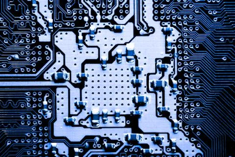 Close up of Electronic Circuits in Technology on  Mainboard Foto stock