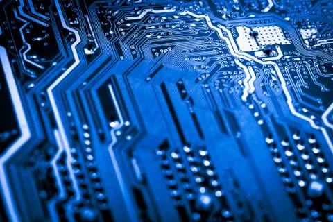 Close up of Electronic Circuits in Technology on  Mainboard 写真素材