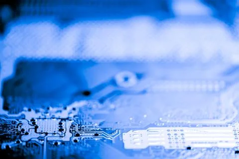 Close up of Electronic Circuits in Technology on  Mainboard Stockfoto's