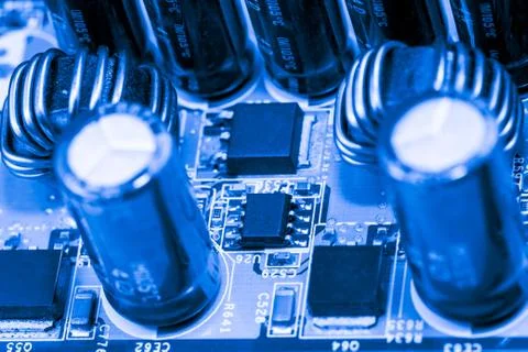 Close up of Electronic Circuits in Technology on  Mainboard Stock Photos