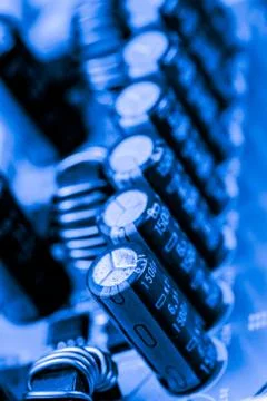 Close up of Electronic Circuits in Technology on  Mainboard 库存照片