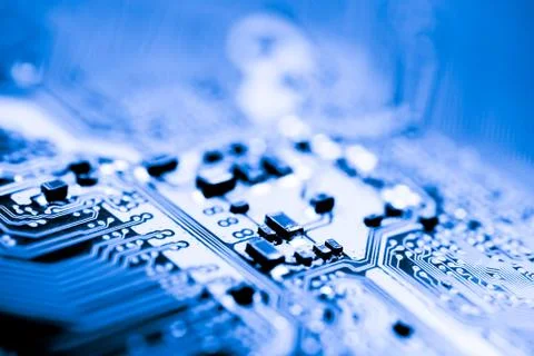 Close up of Electronic Circuits in Technology on  Mainboard 写真素材