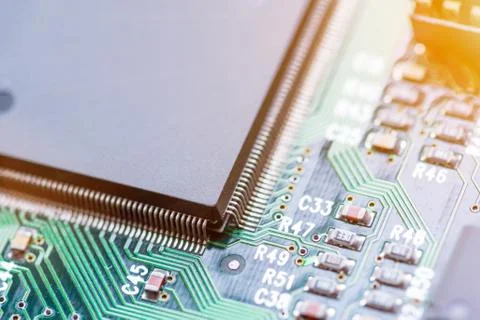 Close up of Electronic Circuits in Technology on  Mainboard Stock-Fotos