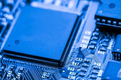 Close up of Electronic Circuits in Technology on  Mainboard Stock Photos