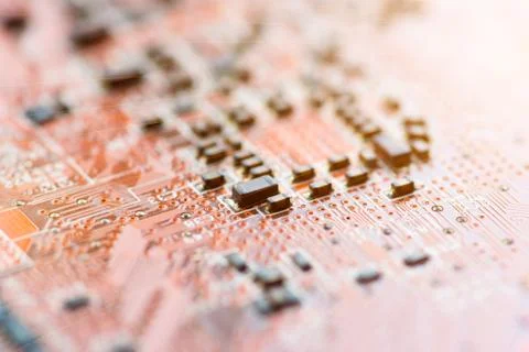 Close up of Electronic Circuits in Technology on  Mainboard 스톡 사진
