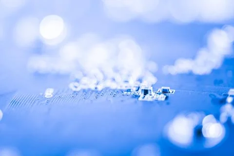 Close up of Electronic Circuits in Technology on  Mainboard 스톡 사진