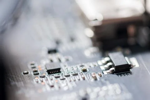 Close up of Electronic Circuits in Technology on  Mainboard Stock-Fotos