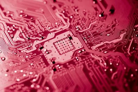 Close up of Electronic Circuits in Technology on  Mainboard 스톡 사진