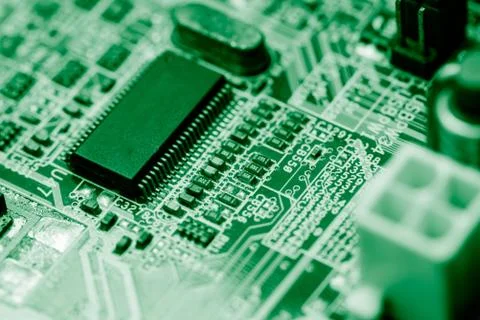 Close up of Electronic Circuits in Technology on  Mainboard 写真素材