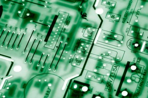 Close up of Electronic Circuits in Technology on  Mainboard 库存照片