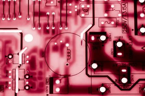 Close up of Electronic Circuits in Technology on  Mainboard Stockfoto's