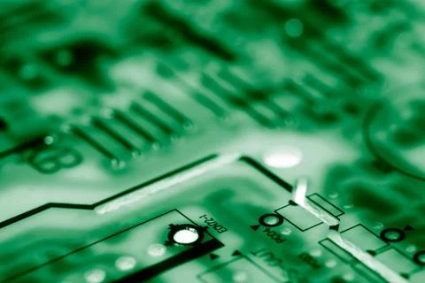 Close up of Electronic Circuits in Technology on  Mainboard Foto stock