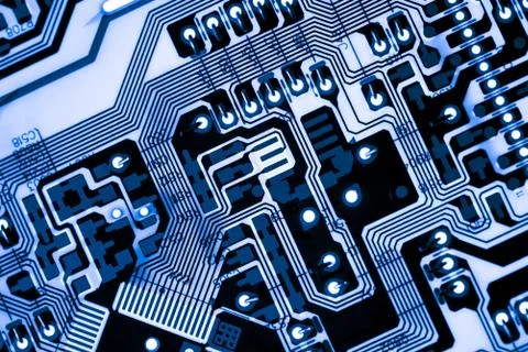 Close up of Electronic Circuits in Technology on  Mainboard 스톡 사진