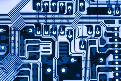 Close up of Electronic Circuits in Technology on  Mainboard 库存照片