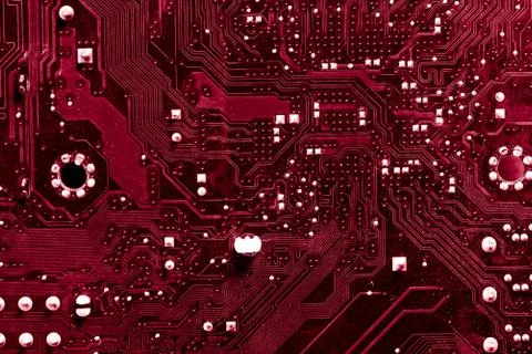 Close up of Electronic Circuits in Technology on  Mainboard Stockfoto's