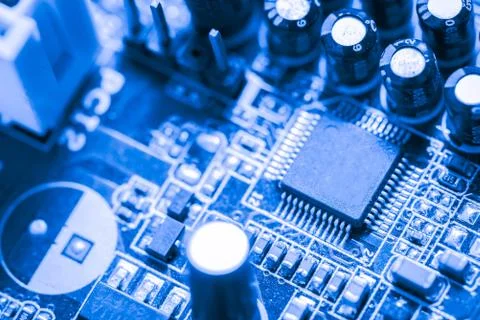 Close up of Electronic Circuits in Technology on  Mainboard Stock-Fotos