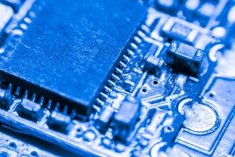 Close up of Electronic Circuits in Technology on  Mainboard Foto stock