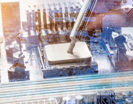 Close up of Electronic Circuits in Technology on  Mainboard Фото