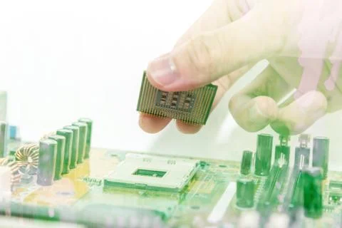 Close up of Electronic Circuits in Technology on  Mainboard Stock Photos