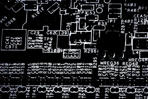 Close up of Electronic Circuits in Technology on  Mainboard 库存照片