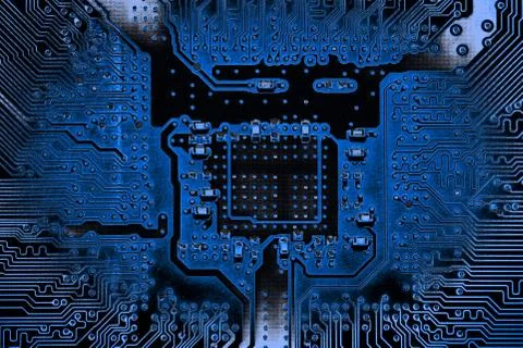 Close up of Electronic Circuits in Technology on  Mainboard 스톡 사진