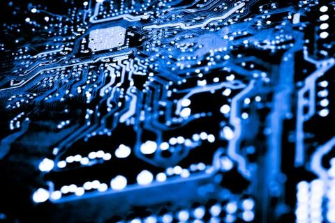 Close up of Electronic Circuits in Technology on  Mainboard 写真素材