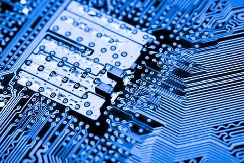 Close up of Electronic Circuits in Technology on  Mainboard 写真素材
