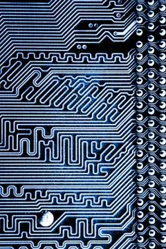 Close up of Electronic Circuits in Technology on  Mainboard 스톡 사진