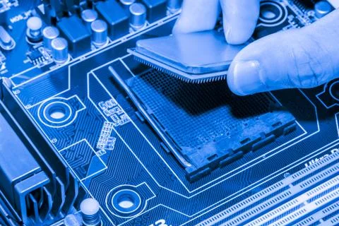 Close up of Electronic Circuits in Technology on  Mainboard Stock Photos