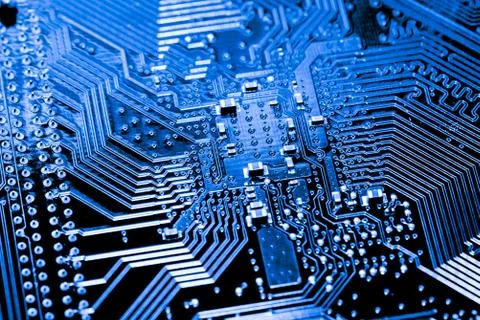 Close up of Electronic Circuits in Technology on  Mainboard Stockfoto's