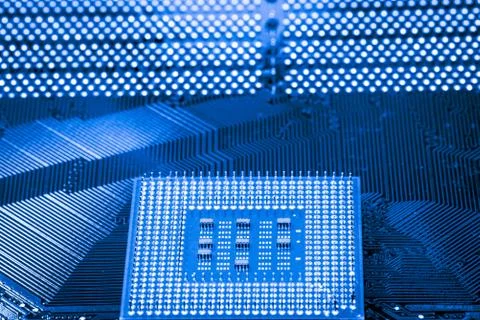 Close up of Electronic Circuits in Technology on  Mainboard 스톡 사진