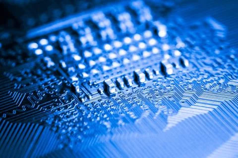 Close up of Electronic Circuits in Technology on  Mainboard Foto stock