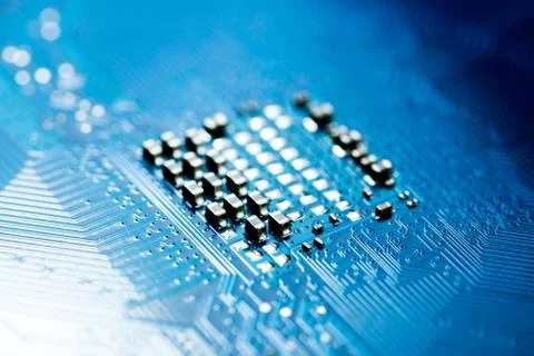 Close up of Electronic Circuits in Technology on  Mainboard Stock Photos
