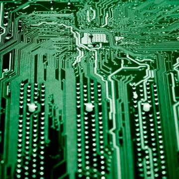 Close up of Electronic Circuits in Technology on  Mainboard Foto stock