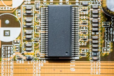 Close up of Electronic Circuits in Technology on  Mainboard Stock-Fotos
