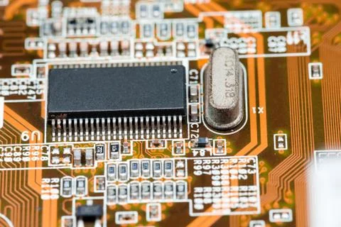 Close up of Electronic Circuits in Technology on  Mainboard Stock Photos