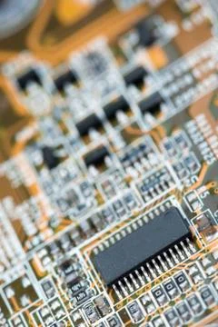 Close up of Electronic Circuits in Technology on  Mainboard Stock Photos